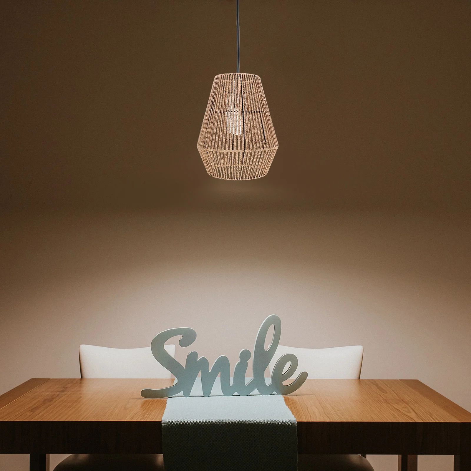 

Rattan Lampshade Woven Pendant Light Shades Hanging Cover Replacement Bedroom Study Retro Handmade Durability Soft Effect
