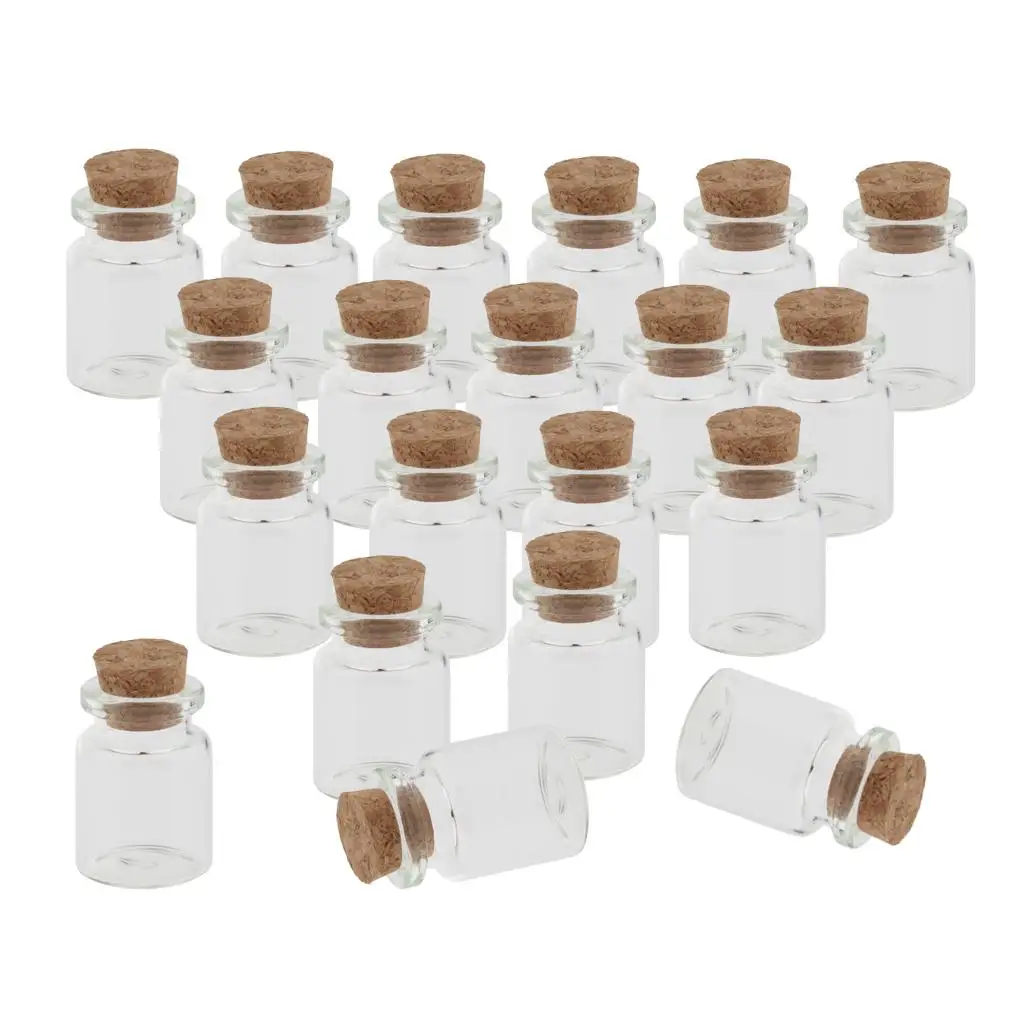 Pots en verre transparent avec bouchons en liège, flacons 191 d'huiles essentielles, message Drift Wishing Lucky HI, 5ml, 20 pièces