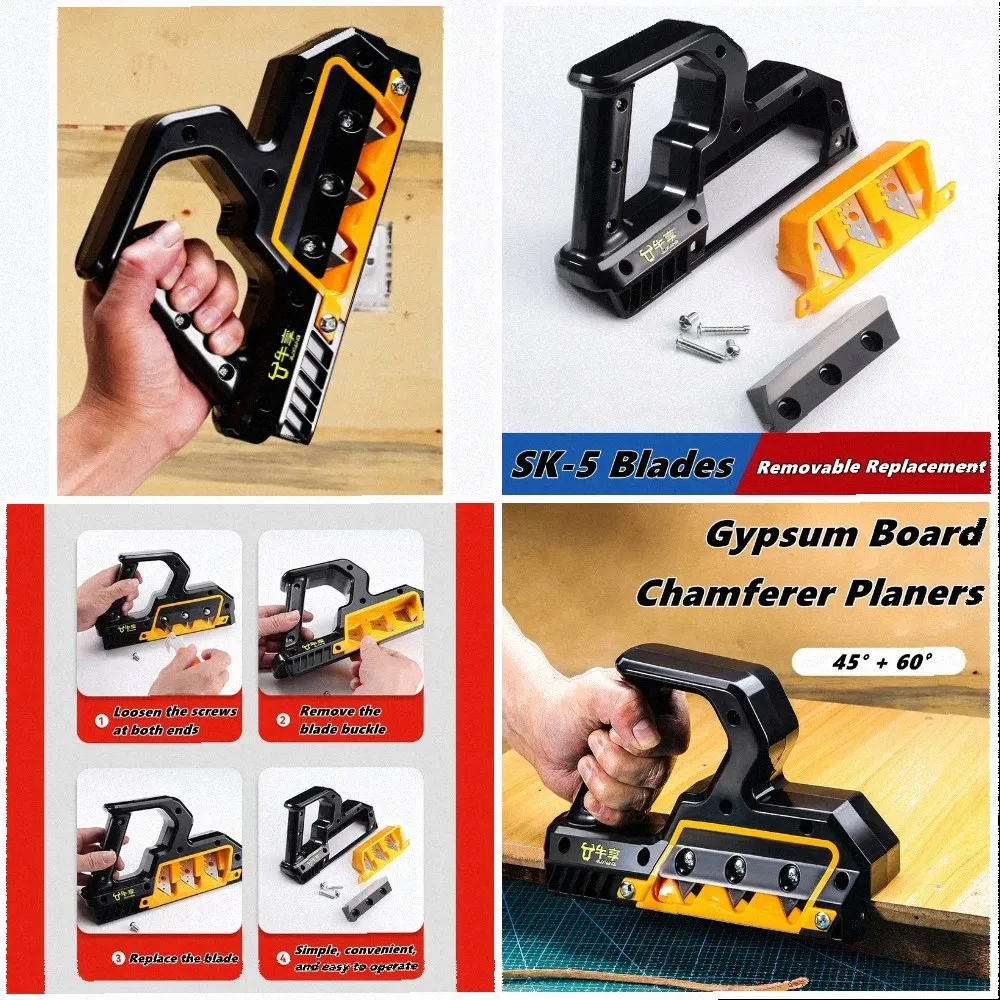 Gypsum Board Hand Plane Drywall Chamfer Trimmer 45° 60° Woodworking Plasterboard Quick Cutter Hand Tools