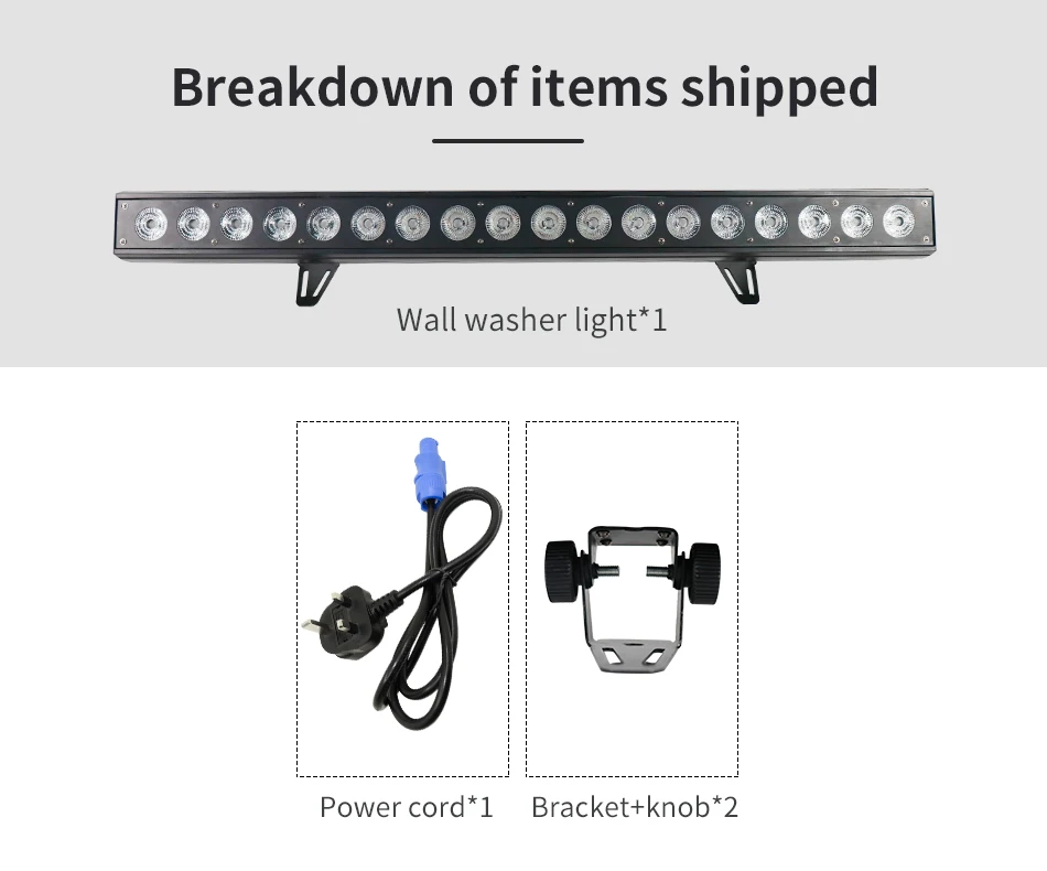 18x18W RGBWA UV 6-in-1 LED Pixel Control Wall Washer Light Bar DMX512 Single Independent Control DJ Disco Lights