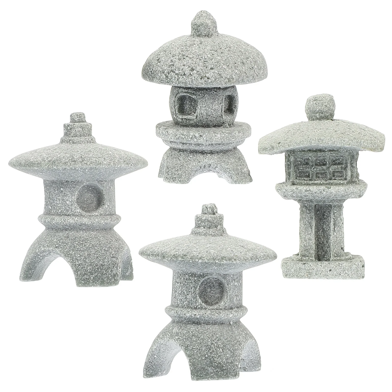 

4 Pcs Gazebo Chinese Lanterns Mini Pagoda Model Decoration Stone Miniature Statue Sandstone House Accessory