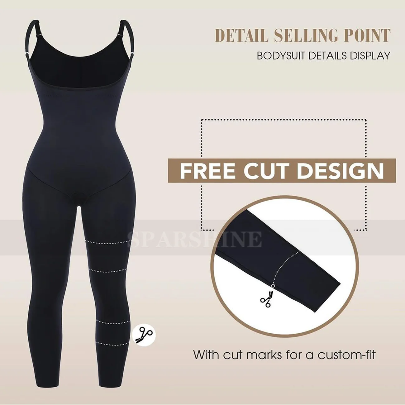 Fajas Women\'s Shapewear Bodysuit With Tightening Straps Sleeveless Bare Chest Jumpsuit Tummy Control Traceless Body Shaper