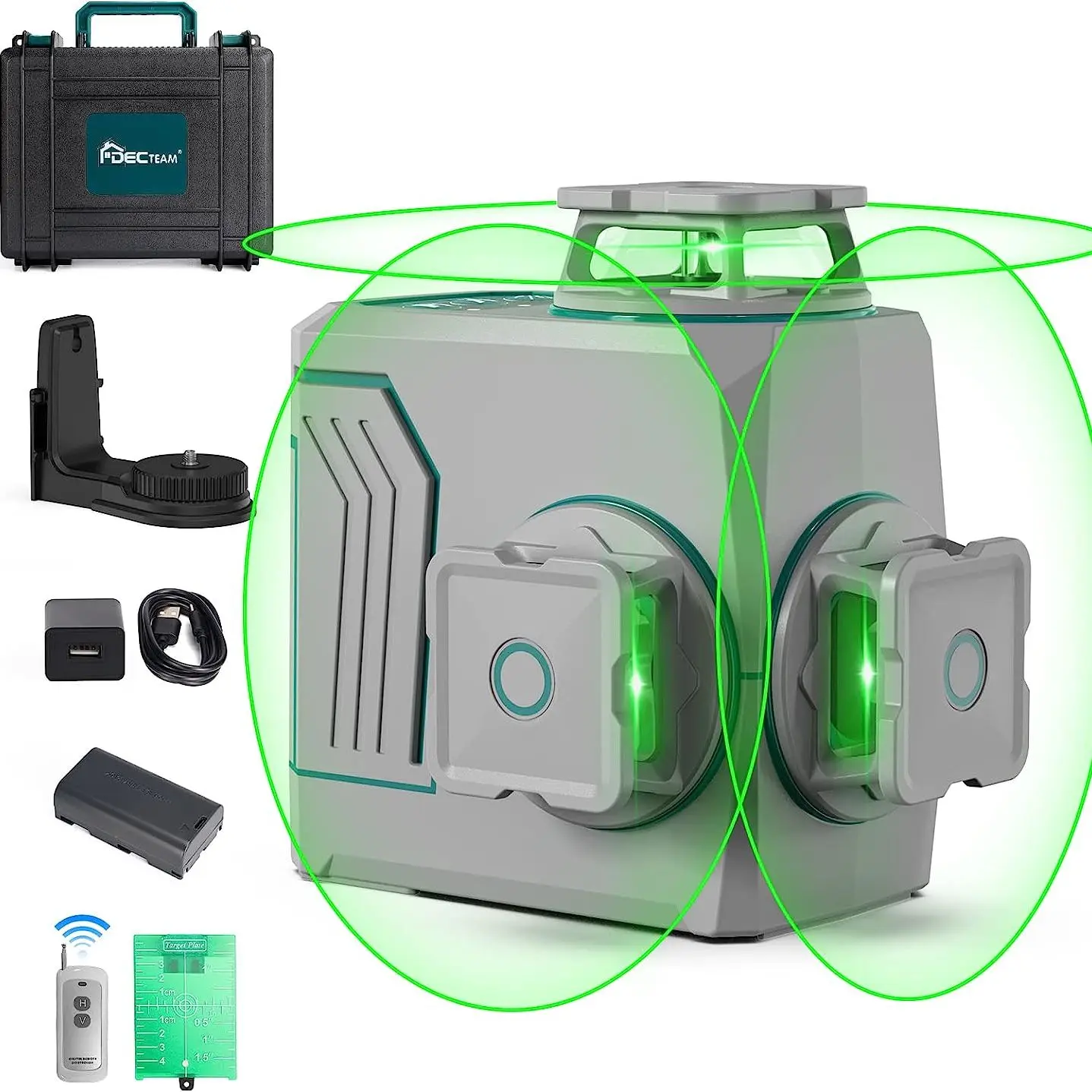 

Decteam 12 Lines Laser Level Osram Diode Green Cross Line 3D Self-leveling Laser Tools With Rotatable Window & Romote Control