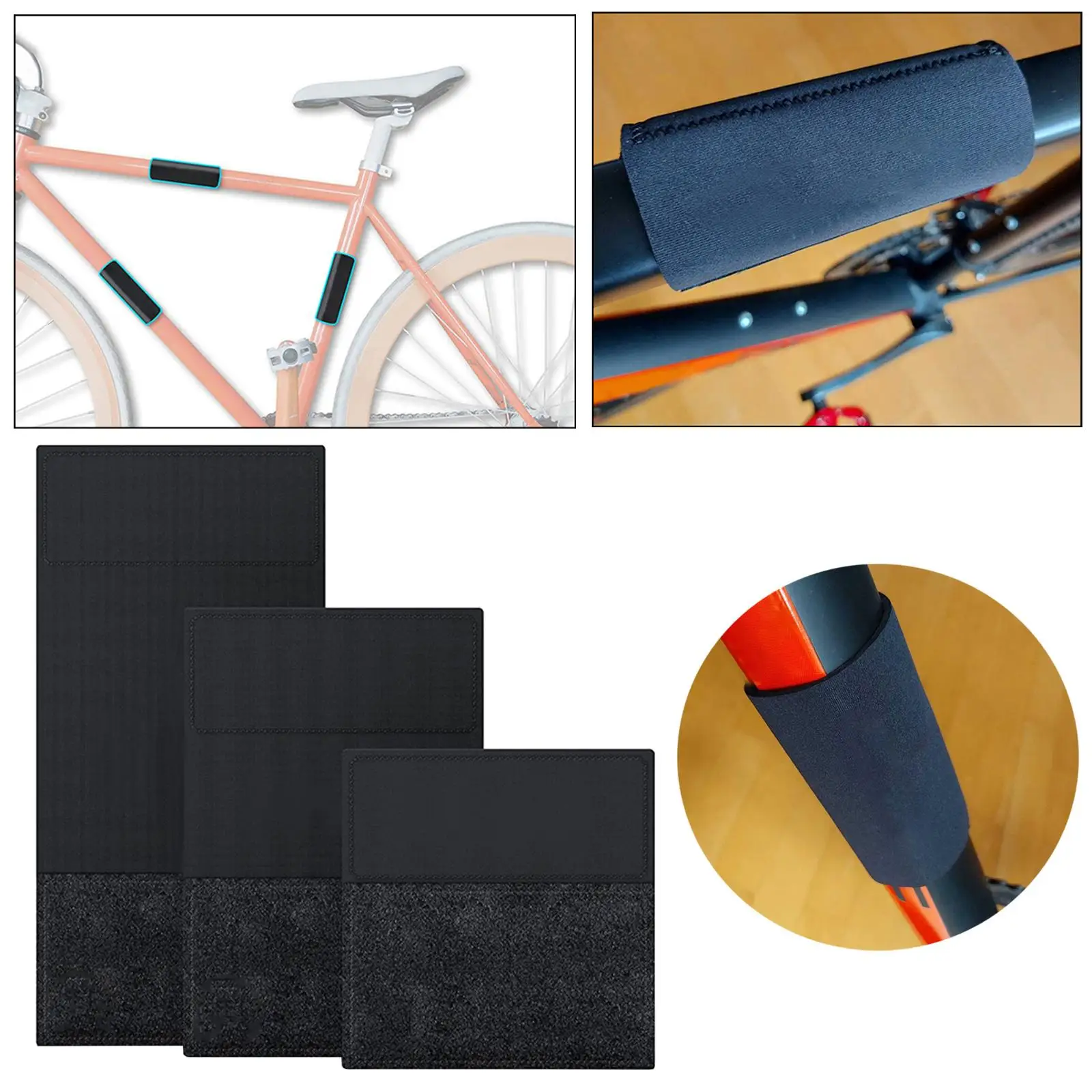 3Pcs/Set Neoprene Bike Frame Protector Cycling Frame Protector Protection Cover Wrap Sheet Sticker Sleeve