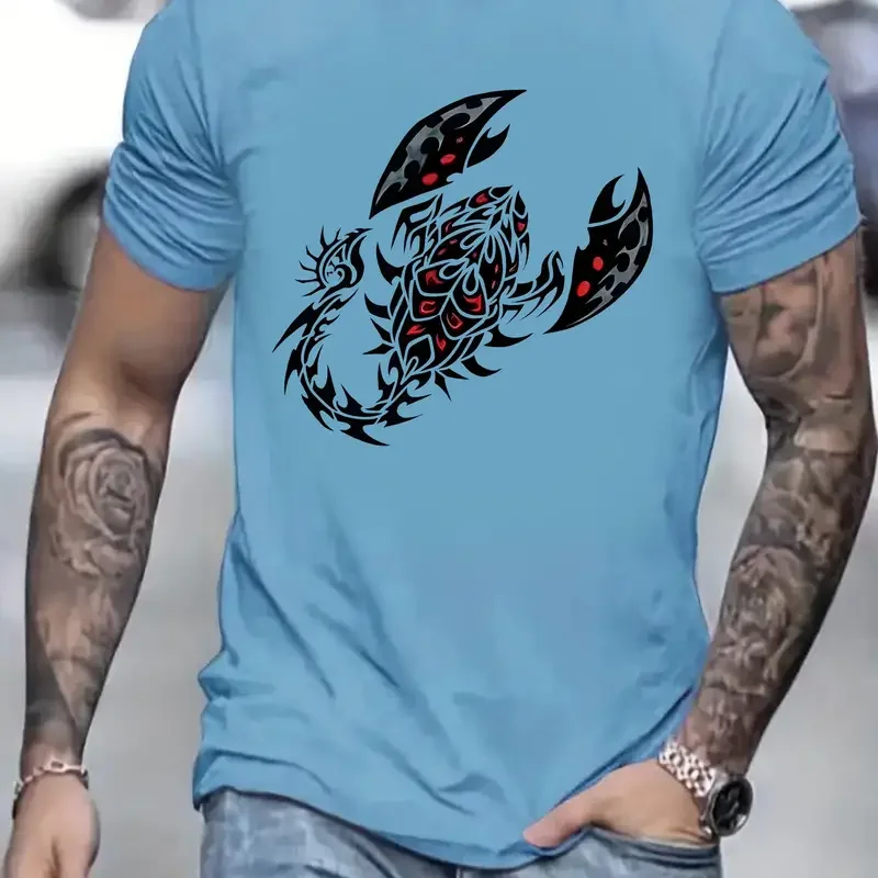 Scorpion Men's T-Shirt Crossfit Tees Casual Short Sleeved Tops Animal Graphics Print Shirt Oversized T-Shirt For Men Clothing