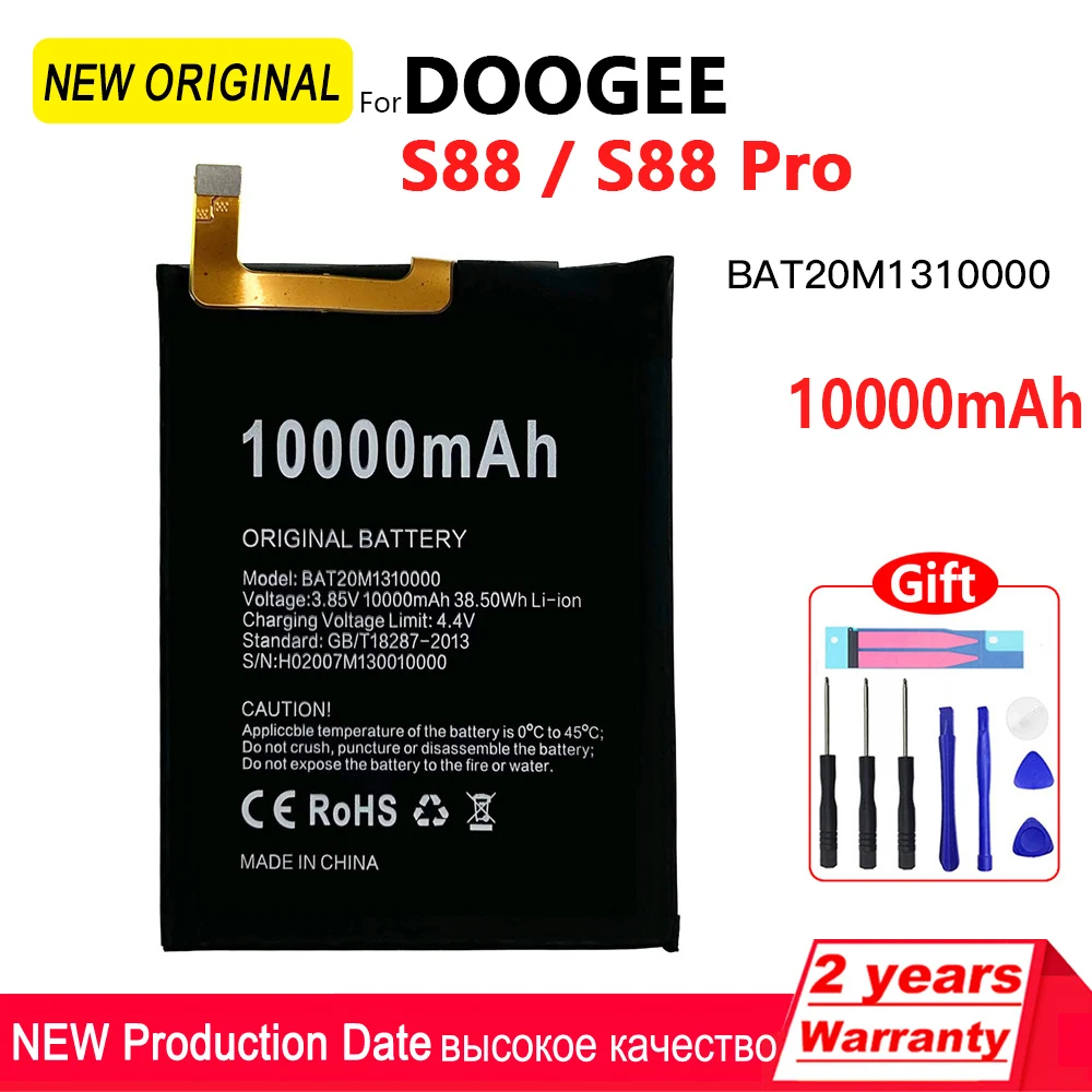 100% Genuine Battery For Doogee S88plus S88 pro Bateria 10000mAh Rechargeable Original Smartphone Accessories+FREE TOOLS