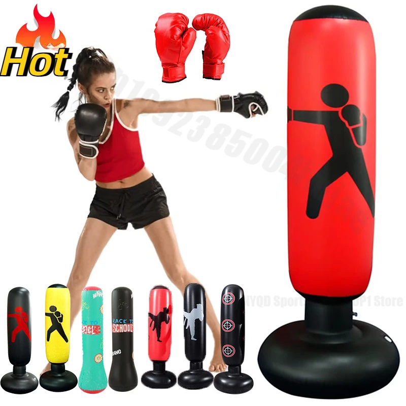 Vertical Tumbler for Children Fitness Fighting Sanda Inflatable Boxing Column Thickened Digital Target, Water-filled, Home Use