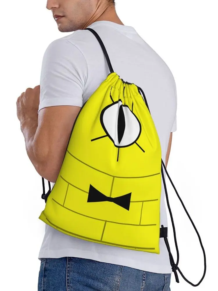 AliExpress MINISO Gravity Falls Bill Cipher Cartoon Drawstring Backpack Gym Sports Sackpack String Bag for Cycling