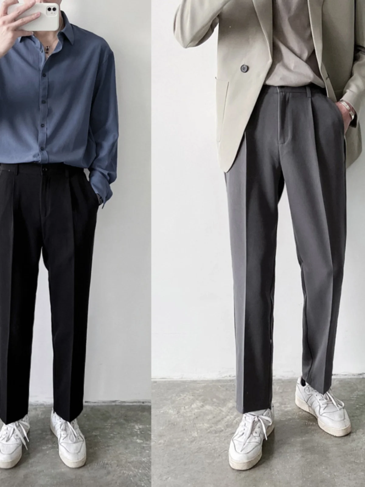 

Мужские свободные прямые брюки Quali Korean Sle для весны и осени, молодежные повседневные широкие брюки, модные мужские брюки для отдыха