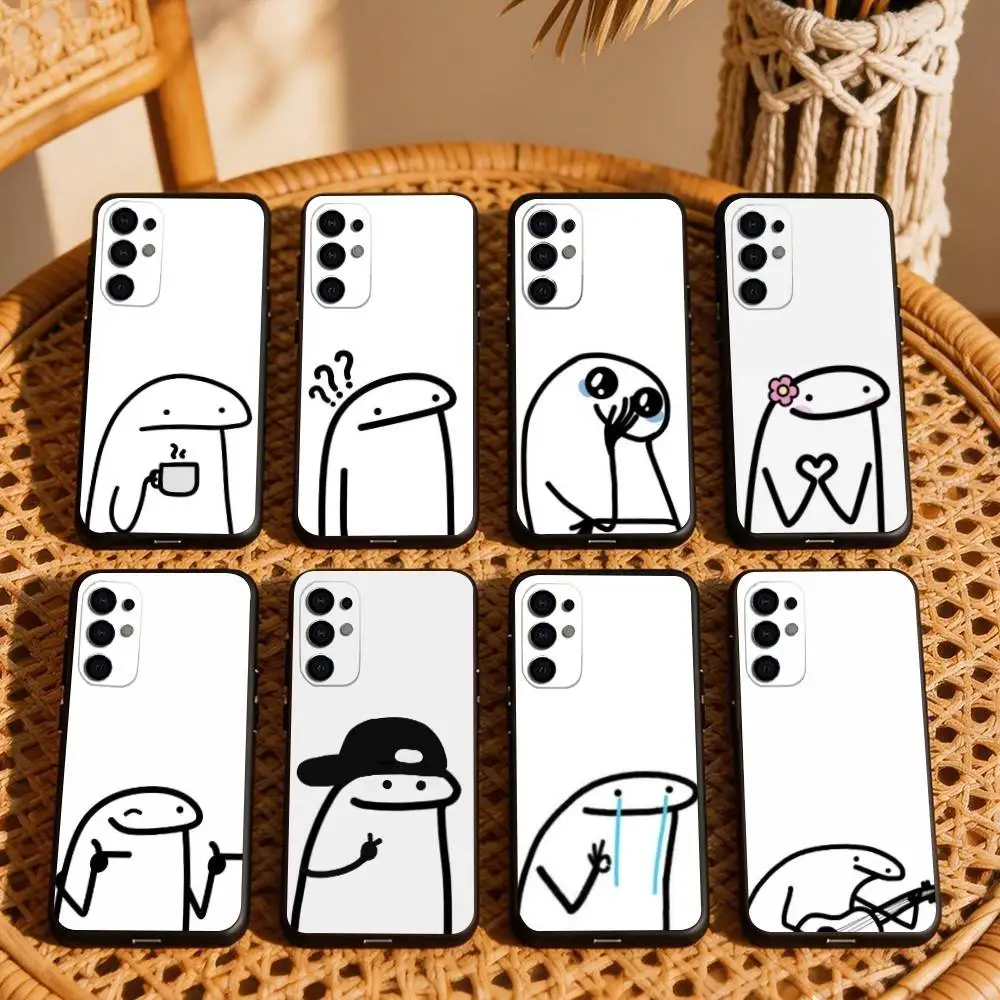 C-Cute Funny F-Flork E-Emojis Phone Case For Samsung S25,S24,S21,S22,S23,S30,Ultra,S20,Plus,Fe,Lite,Note,10,Black Cover