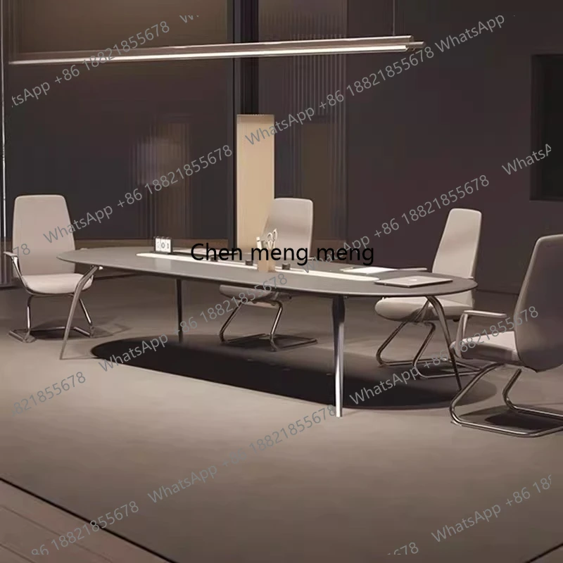 

Стол для конференций, итальянский минималистичный светлый роскошный высокий смысл, овальный стол для переговоров с защитой окружающей среды