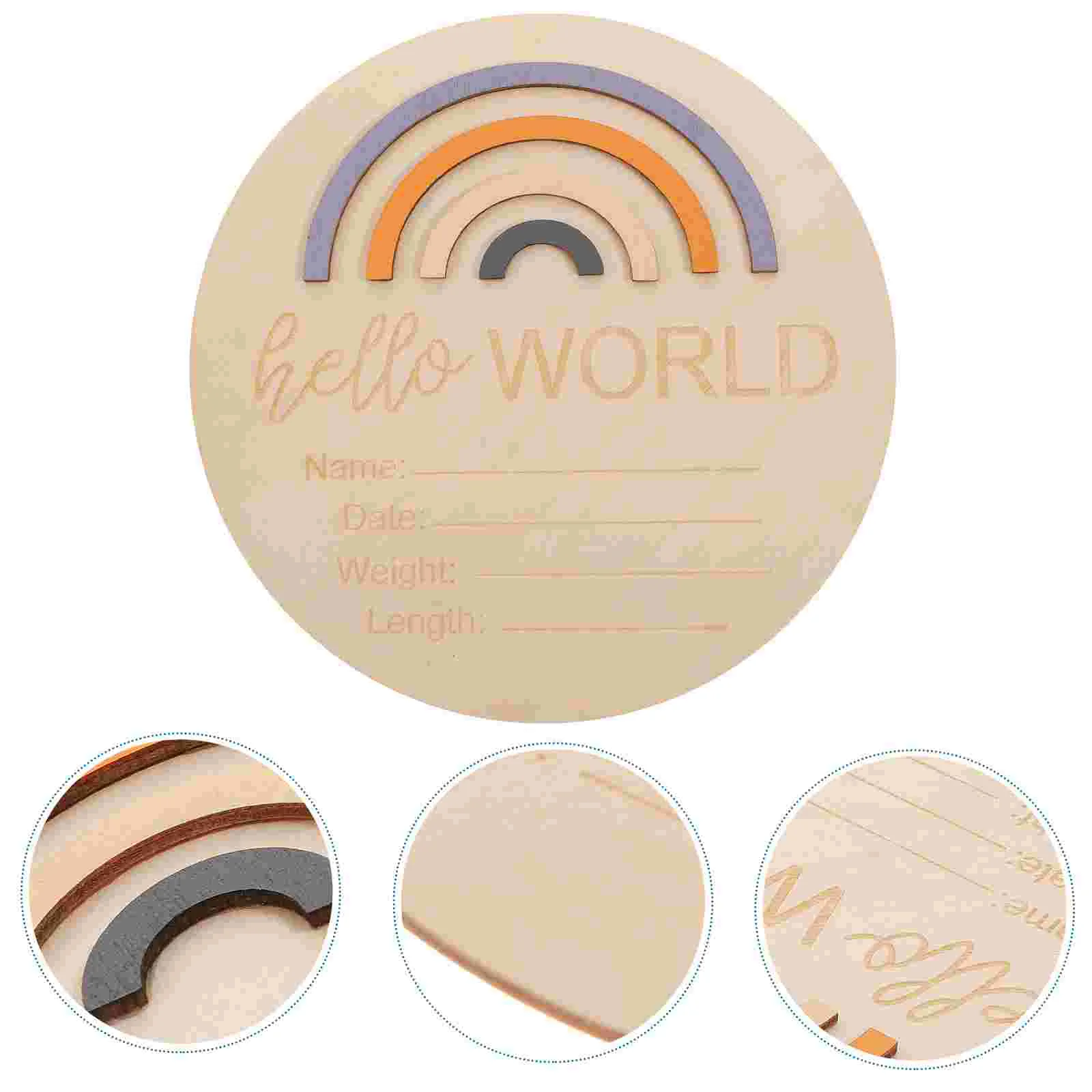 

Rainbow Milestone Card Baby Name Sign Decor Monthly Wood Discs Birth Announcement Wooden Circle Board for New The