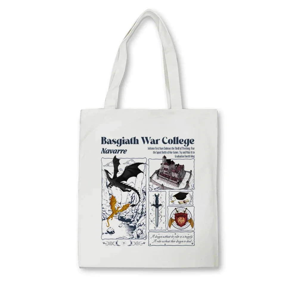 Basgiath War College tote bag Fourth Wing Dragon Rebecca Yoros canvas handbag Sarah J Mass Merch Cool Dragon bags Fans Gift