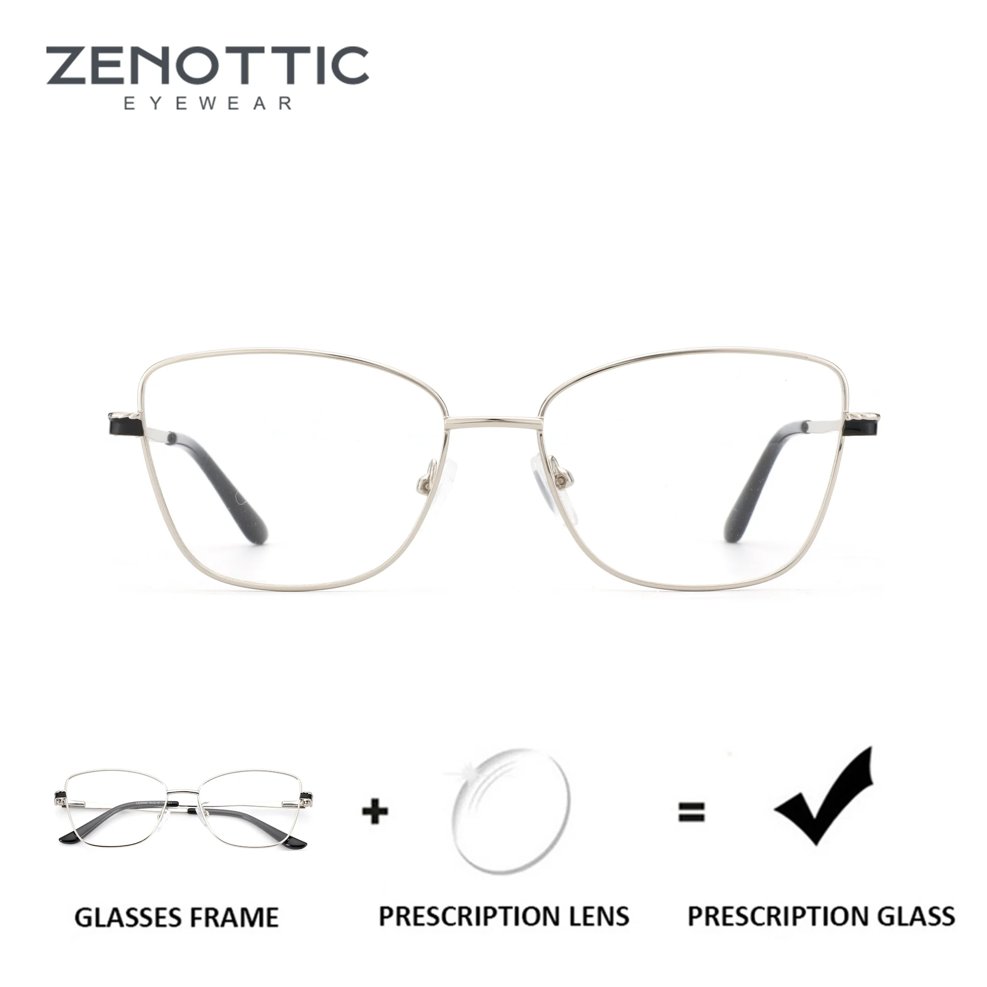 

ZENOTTIC (размер M) очки «кошачий глаз» по рецепту, женские металлические оптические очки-бабочки на заказ для защиты от синего света, фотохромные