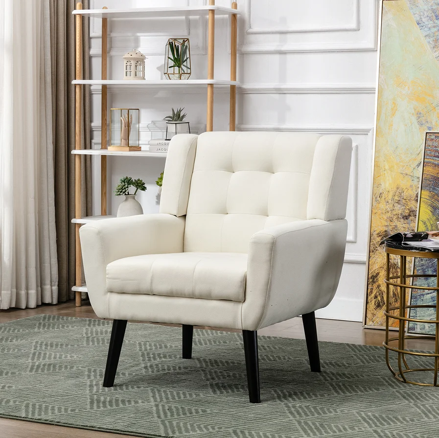

Modern Ergonomic Adjustable Height Waterproof Eco-Friendly Linen Upholstered Accent Chair for Living Room Hotel Home Use Wood