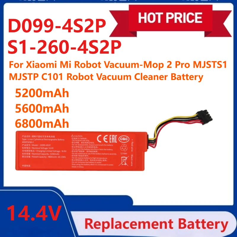 

D099-4S2P Replacement Battery for Xiaomi Mi Robot Vacuum-Mop 2 Pro MJSTS1 MJSTP C101 S1-260-4S2P Robot Vacuum Cleaner Battery