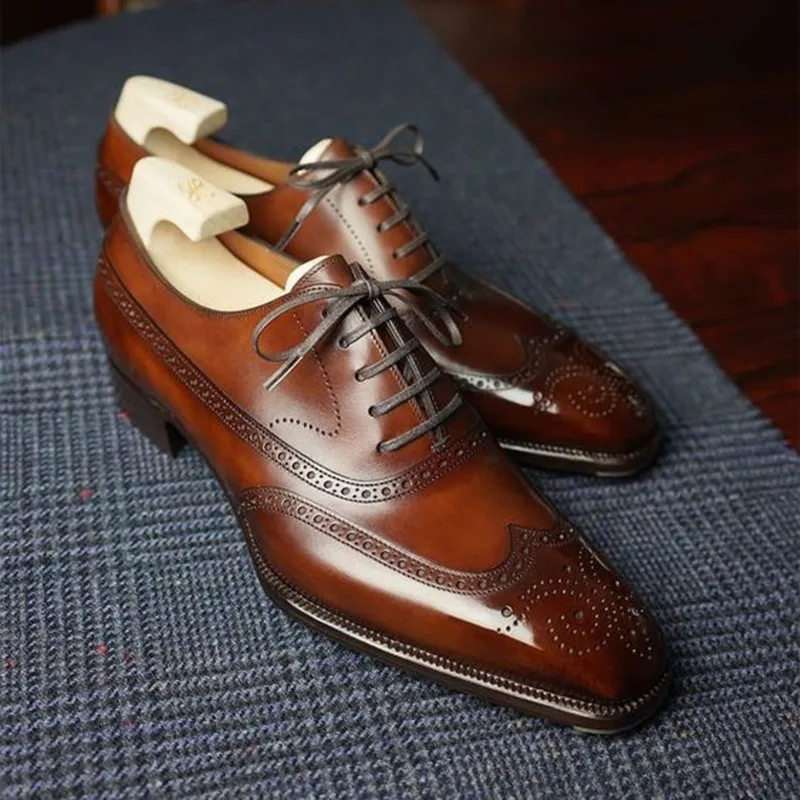 Chaussures Oxford classiques faites à la main pour hommes, Parker pointu, dentelle confortable, non ald, affaires, marron, noir