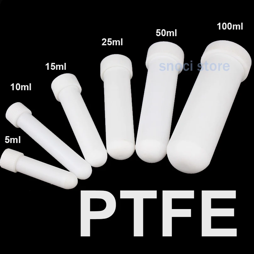 PTFE Test Tube Screw Mouth Centrifuge Tube Conical/Round/Flat Bottom High Low Temp Acid Alkali Resistant For Chemistry labortory