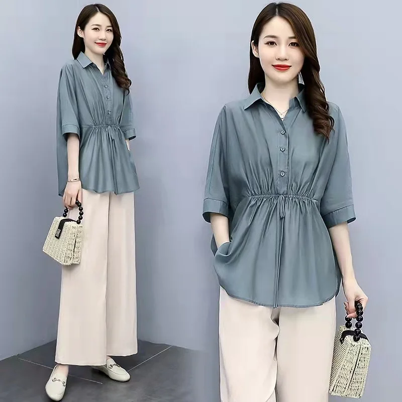 

Women Summer Two Piece Set 2024 New Fashion Female Simplicity Loose Casual Suit Ladies 2 Piece Set Lady Elegant Outfit 2PCS