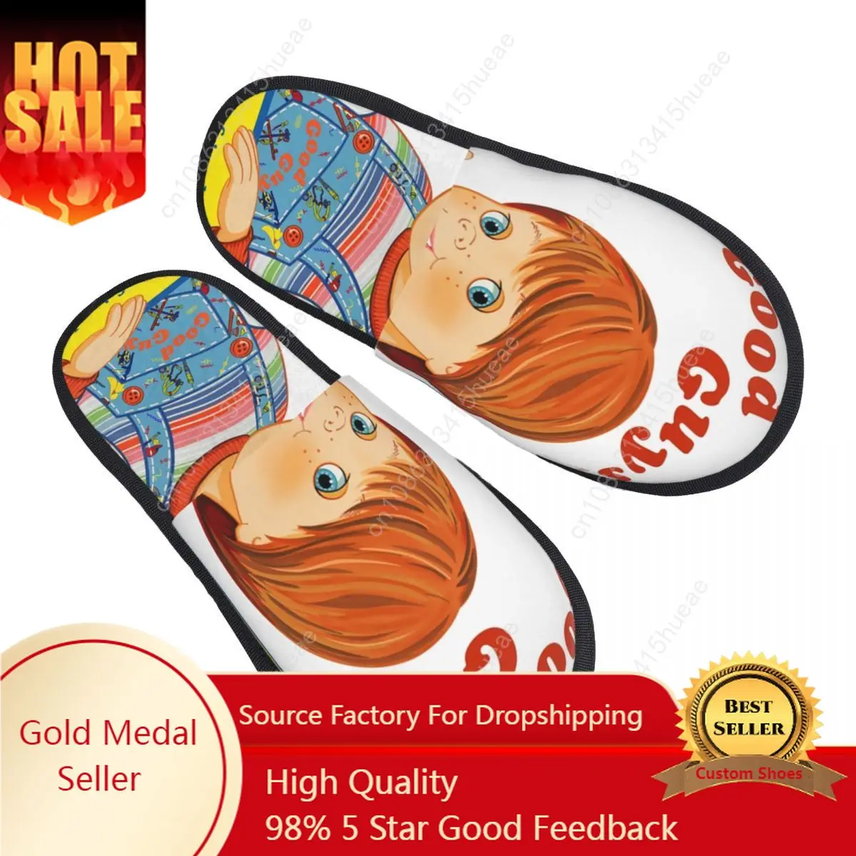 

Child's Play Good Guys Chucky Guest Slippers for Bathroom Women Custom Print House Slipper