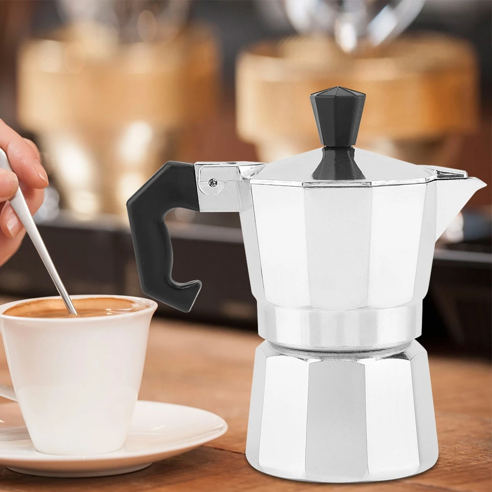 50mL 1 Cup Aluminum Italian Type Moka Pot Espresso Coffee Maker Stove Home Office Use