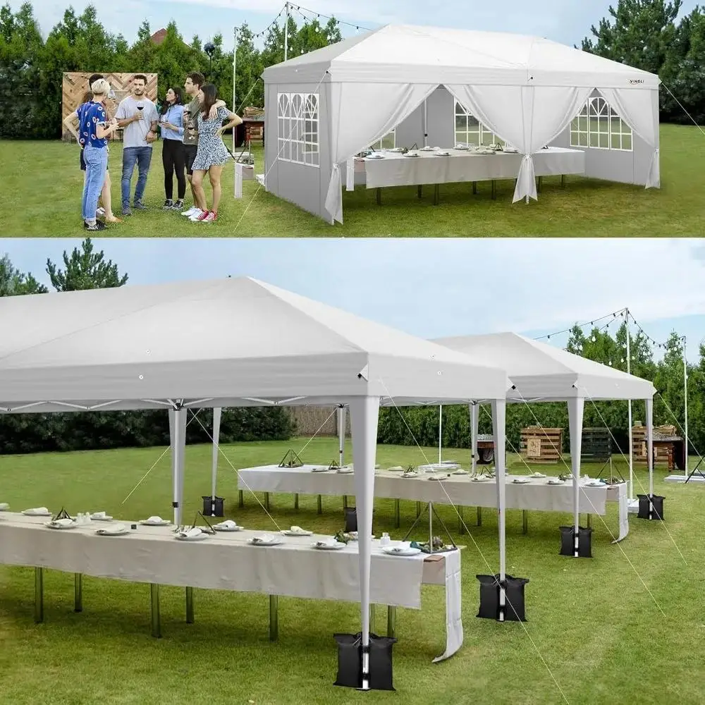 10x20 ft Up Canopy Tent with 6 Sidewalls, Canopy 10x20 with Carry Bag, Outdoor Gazebo Canopy Tent Camping Tent,