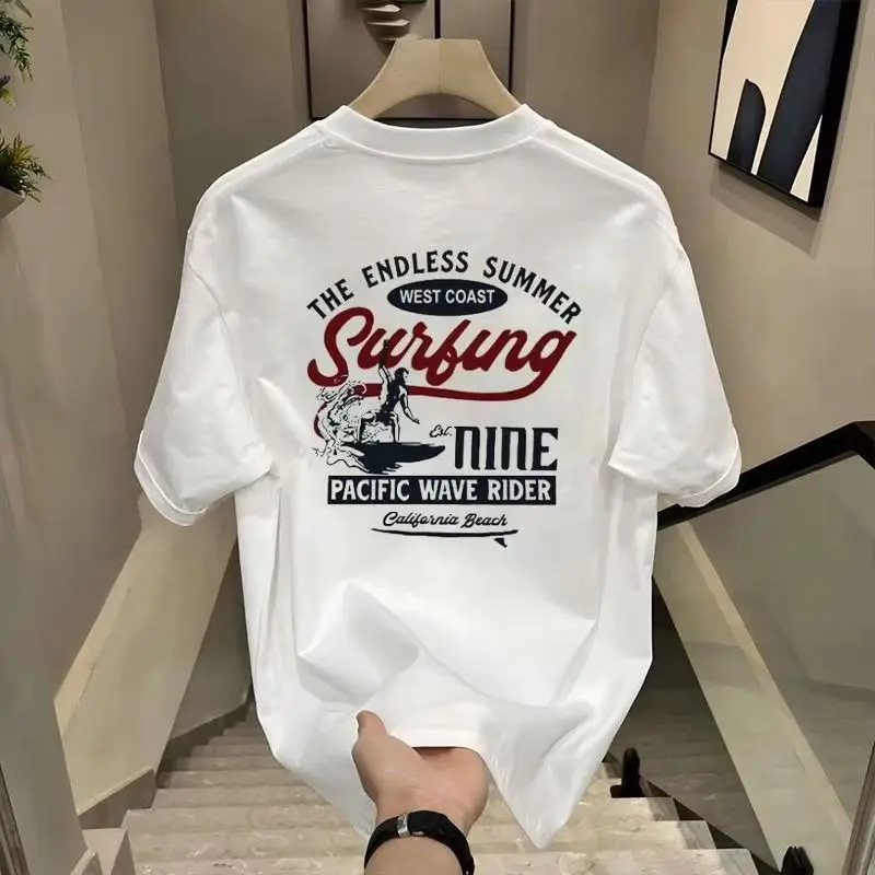 

New High-end Niche Short-sleeved T-shirt Slim-fit Men's Short-sleeved T-shirt Light Luxury Printed Motorcycle