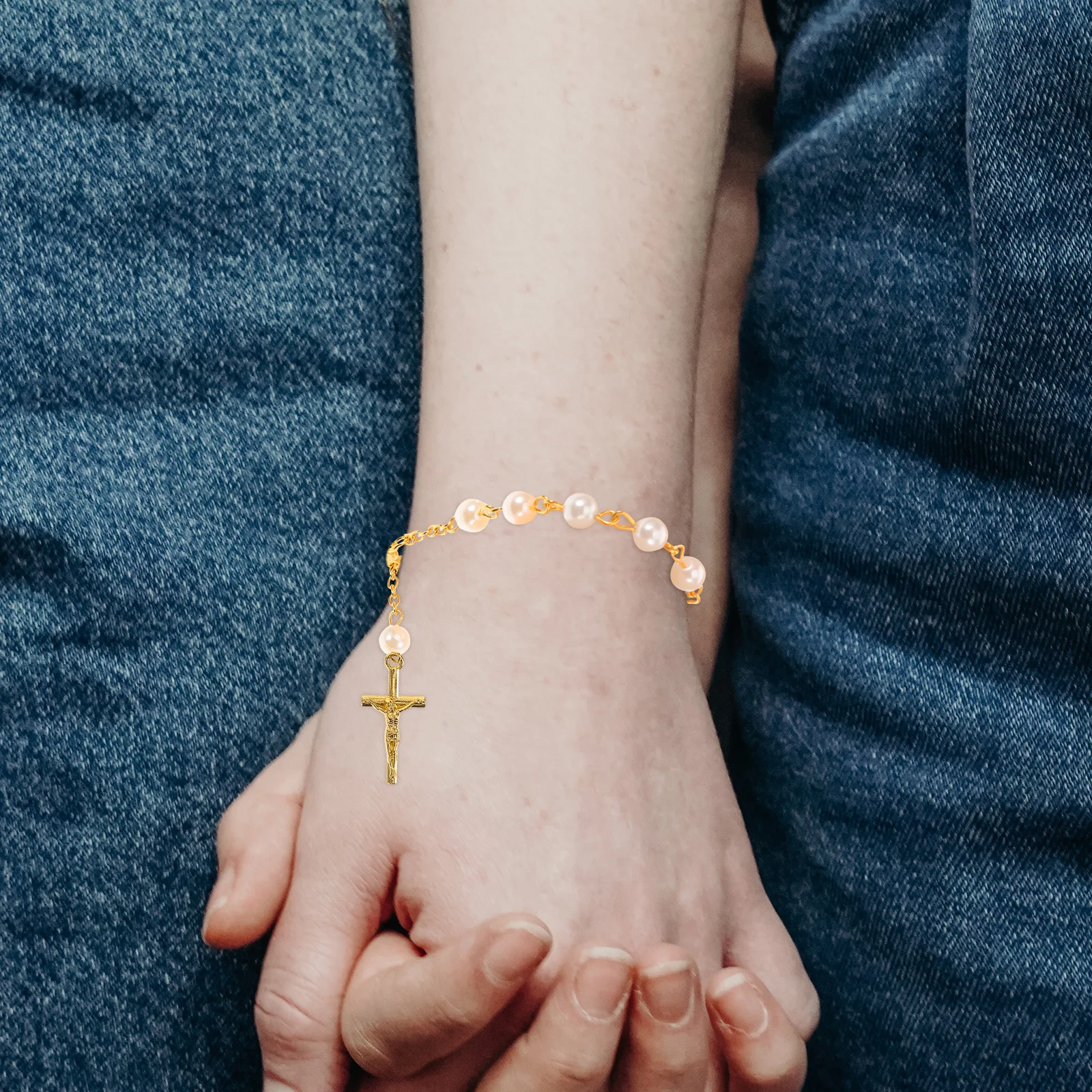 

12 Sets Baptism Rosary Bracelet Catholic Rosaries Cross Charms Wristbands Beaded Bracelets Gifts Favors Mini Rosary Crystal