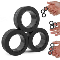 3PCS Black Fingertip Magnetic Rings Fidget Toys for Adults Children Gift Fidget Spinner Rings for Anxiety Relief Therapy