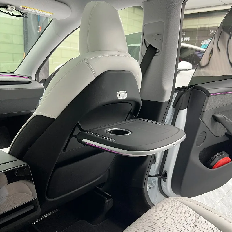Foe Tesla Model 3/Y Multifunctional Folding Small Table Board with Wireless Charging and Ambient Light Car Accessories