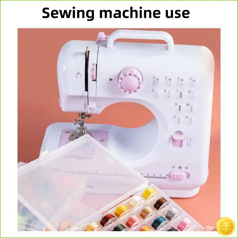 36 قطعة من خيوط الخياطة والبكرات، مجموعة خيط الخياطة الملونة مع صندوق تخزين بلاستيكي ماكينة خياطة منزلية بوليستر