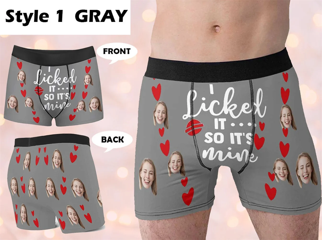 Custom Underwear with Face, Personalized I licked It So Its Mine Boxers with Photo, Valentine's Day Gift for Boyfriend, Gifts