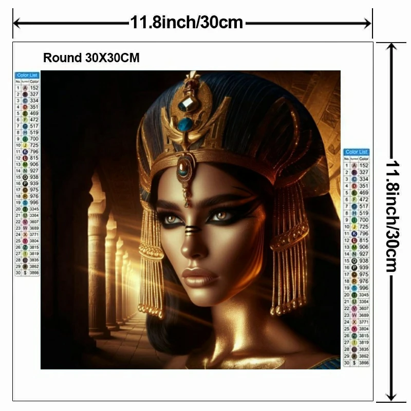 DIY Egyptian Queen Diamond Painting 2025 Jewel Cross Stitch Kits Eagle Pyramid Snake Round Diamond Mosaic Rhinestones Home Decor view 2