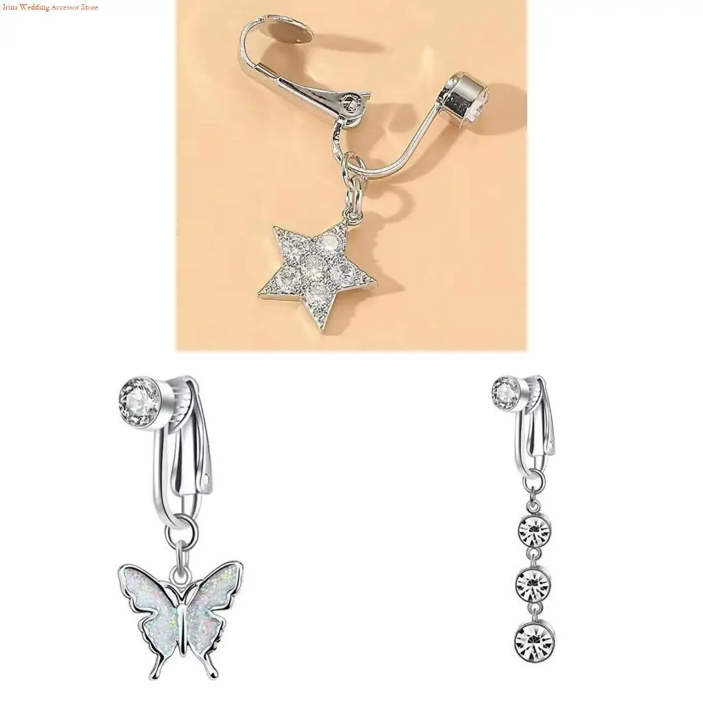 G92D Comfortable No Piercing Copper Belly Clip Easy to Wear Navel Rings Versatile Body Jewelry Accessory for Daily Wear