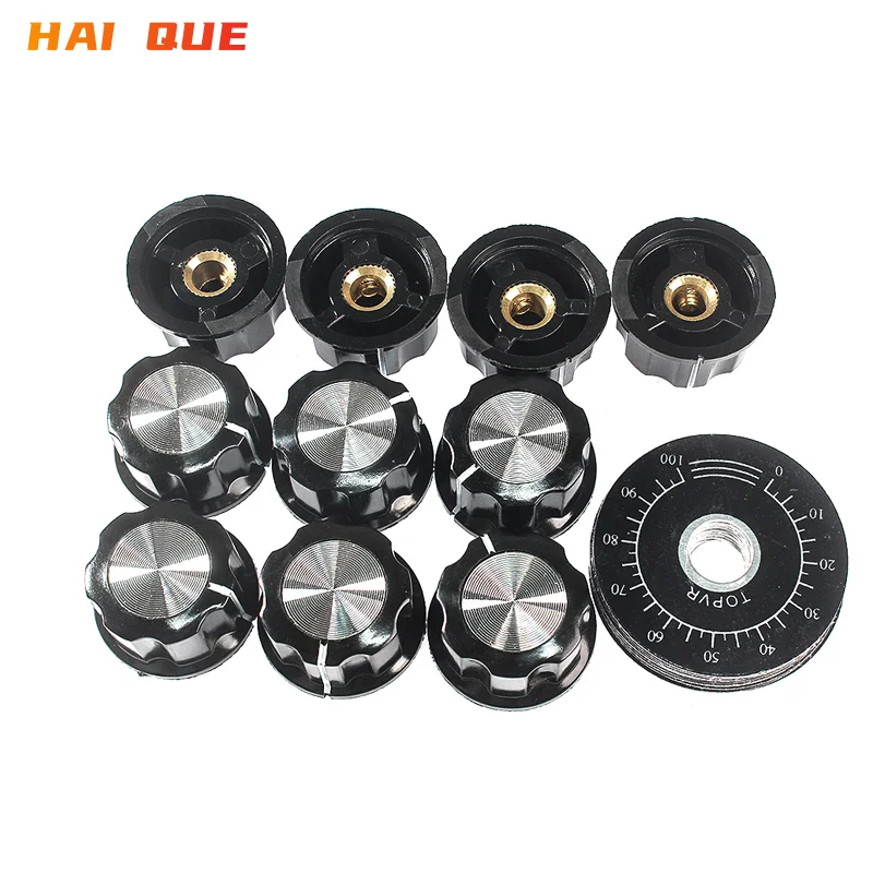 MF-A03 Manopola quadrante + manopola in bachelite MF-A03 con set di manopole per potenziometro digitale con scala graduata da 6 mm