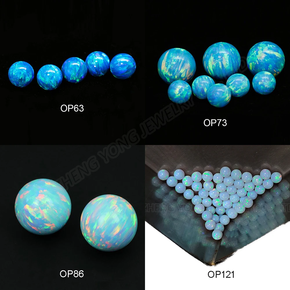 

20/50pcs Blue Fire Opal Beads for Jewelry Making 2mm--8mm Dark and Light Blue Opal Ball with Hole