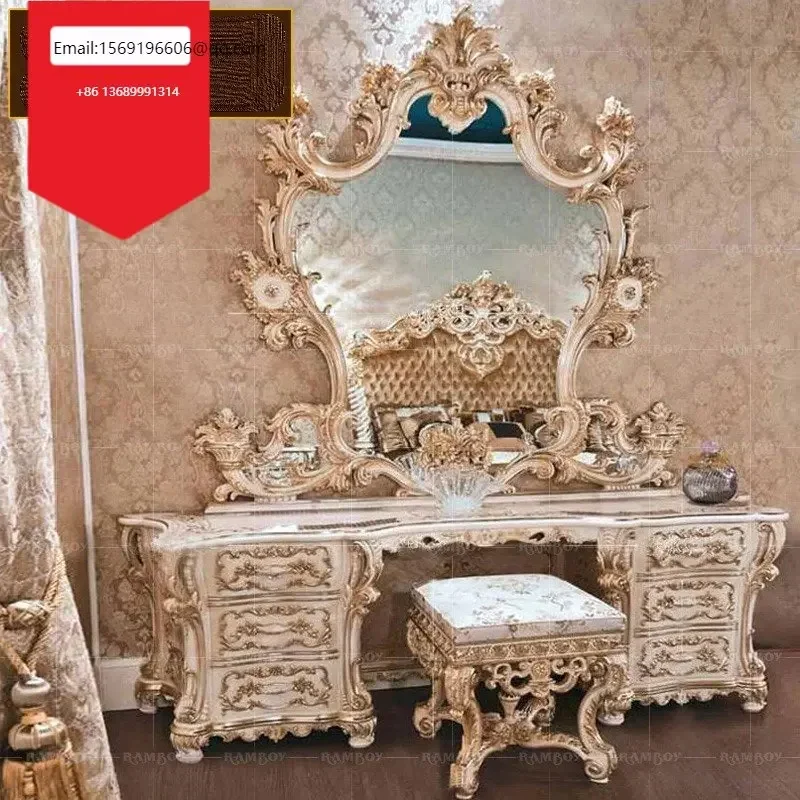 

European dressing table luxury carved bedroom French palace villa furniture