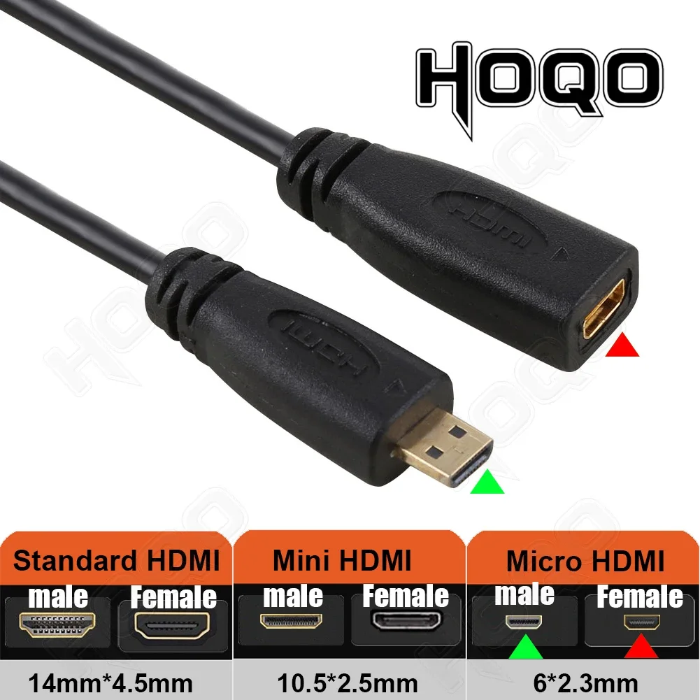 micro hdmi to micro hdmi extension 30cm 50cm 1m D Type Micro HDMI Male to Male / Female Short Cable