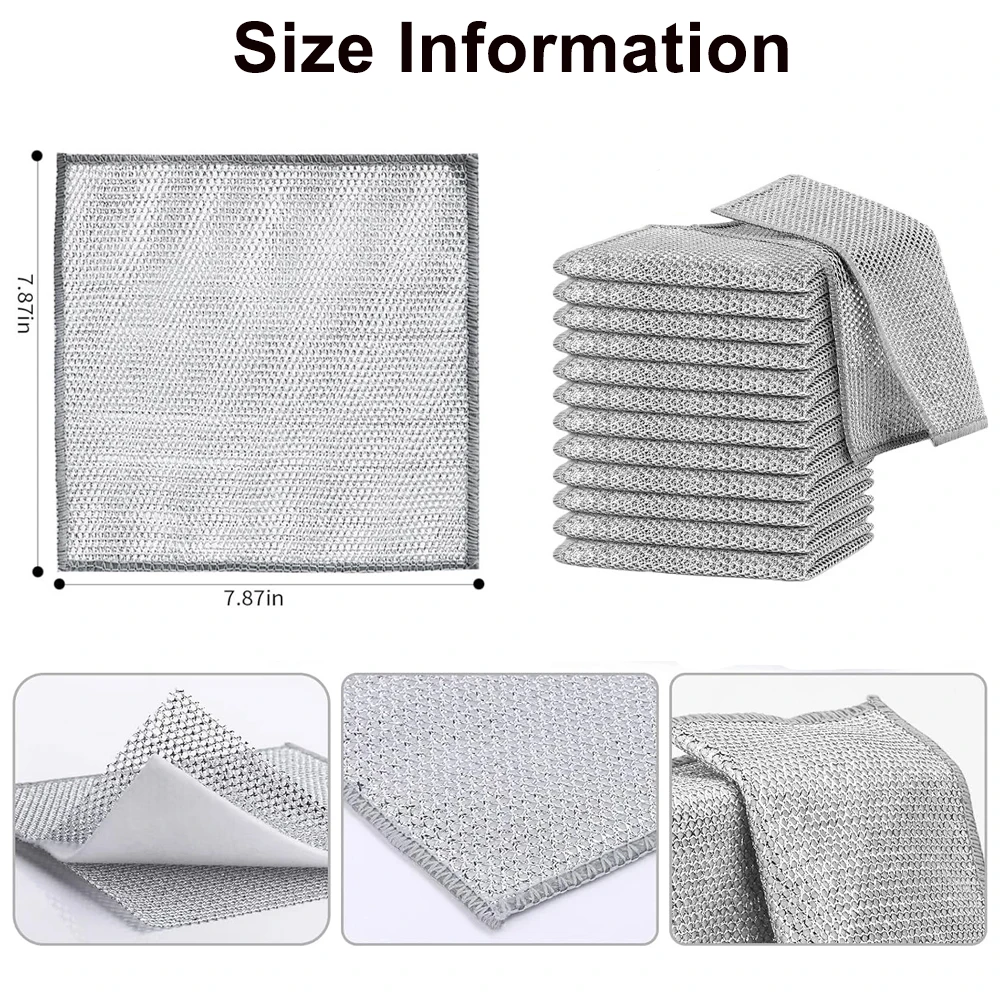 3 طبقات غير خدش أسلاك الفولاذ أطباق قابلة لإعادة الاستخدام فرك الملابس للأطباق المطبخ تنظيف الخرق لأحواض تجهيزات المطابخ موقد القمم