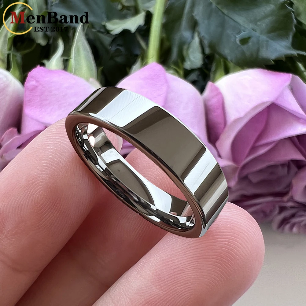 MenBand Fashion 4mm Flat High Polish Finish Four Color Tungsten Carbide Wedding Band Women Couple Rings Comfort Fit Size 4-12