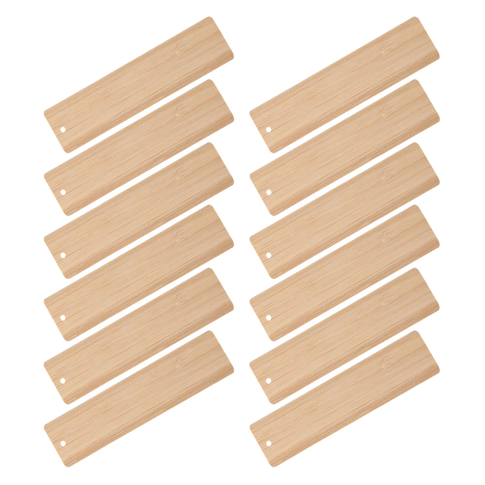 12Pcs Bamboo Bookmarks Rectangle Blank Tags DIY Craft Hanging Name Card Label Party Favor Unfinished 4.7x1.2x0.1 Inch