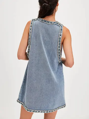 12 best sales denim- och diamantklänning - №1