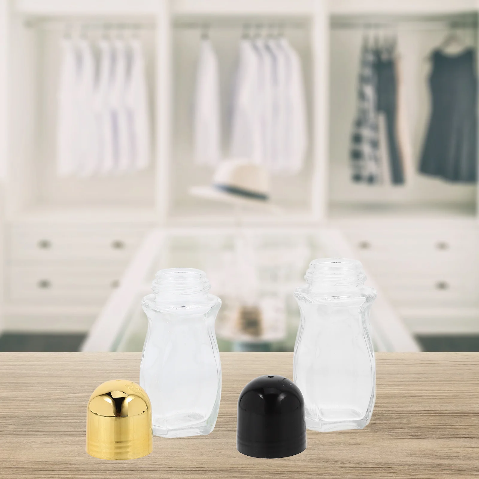 Bouteilles à roulettes en verre pour huiles essentielles de 50ml, petits conteneurs rechargeables pour distributeur d'aromathérapie de voyage, bouteille à roulettes en verre, 4 pièces