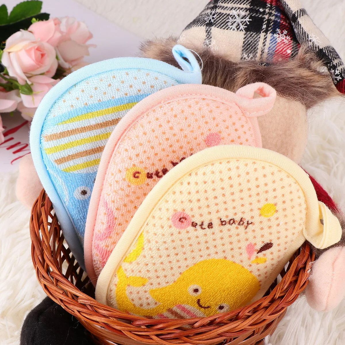 3 قطع إسفنجة استحمام للأطفال ناعمة وناعمة وعالية الجودة، مادة آمنة تدوم طويلاً، فرشاة سهلة التنظيف وإعادة الاستخدام #1