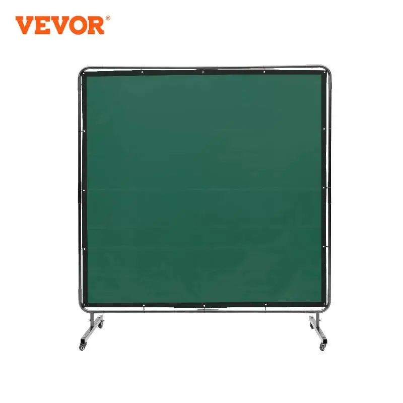 

VEVOR Welding Screen with Frame 6'x6' Welding Curtain Screen Flame-Resistant Vinyl Welding Protection Screen on 4 Swivel Wheels