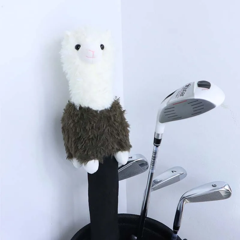 การ์ตูน Alpaca Golf Headcovers Plush Golf Putter Headcover อุปกรณ์กอล์ฟกันฝุ่นครอบคลุม