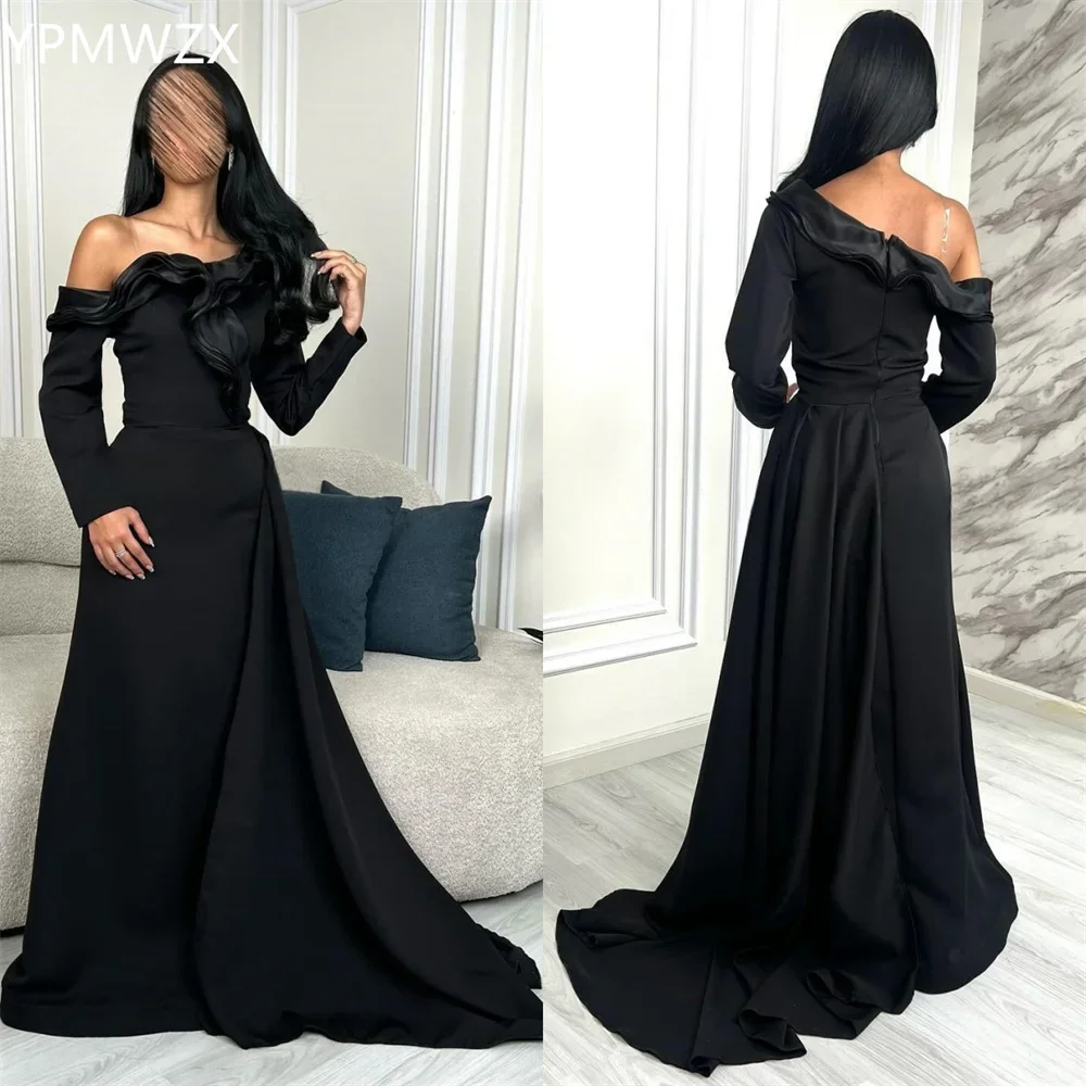 

Customized Evening Dress Party Occasion Formal Women YPMWZX Off-the-shoulder A-line Floor Length Skirts Draped Ruffle Besp