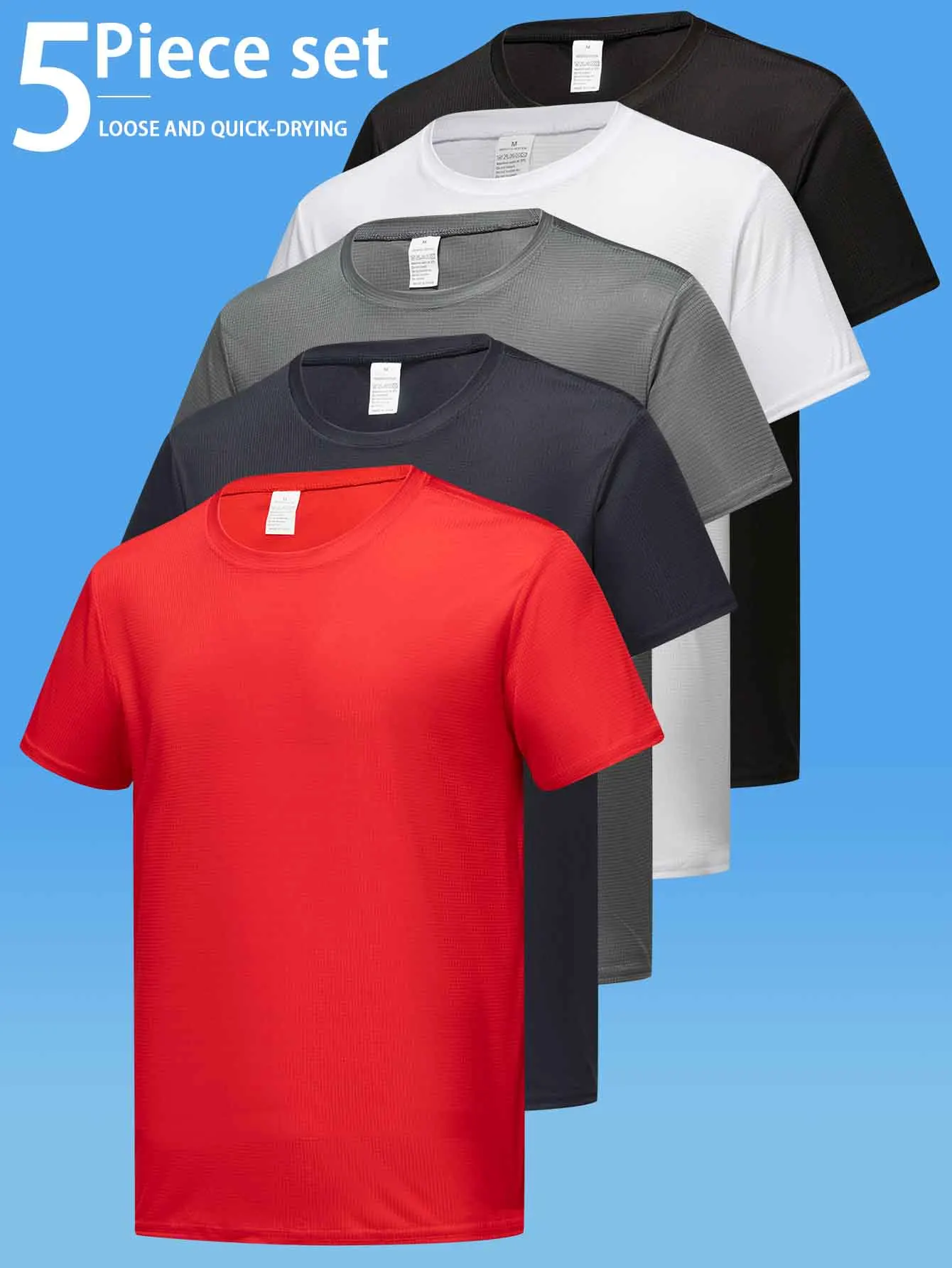 

Men's Short Sleeve Running Sport Shirt Quick Dry Training Base Layer Loose Breathable Casual Top