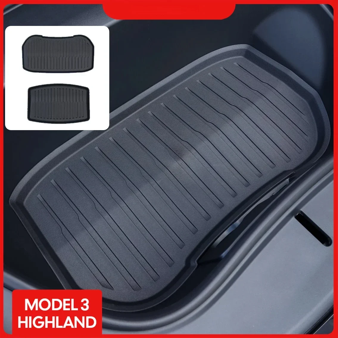 Trunk Mats for 2024 Tesla New Model 3+ Highland TPE Piano Key Style  Front Rear Trunk Frunk Storage Waterproof Protective Pad