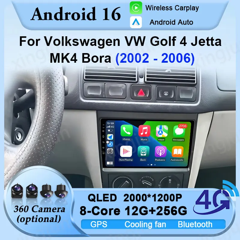 

Автомагнитола Android 16 для Volkswagen VW Golf 4 Jetta MK4 Bora 2002-2006 с DSP, мультимедиа, Bluetooth, 4G, Wi-Fi и GPS-навигацией
